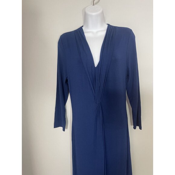 Tommy Bahama Long Sleeve V Neck Twist Front Modal Blend Maxi Dress Navy Blue S/P - Picture 3 of 7